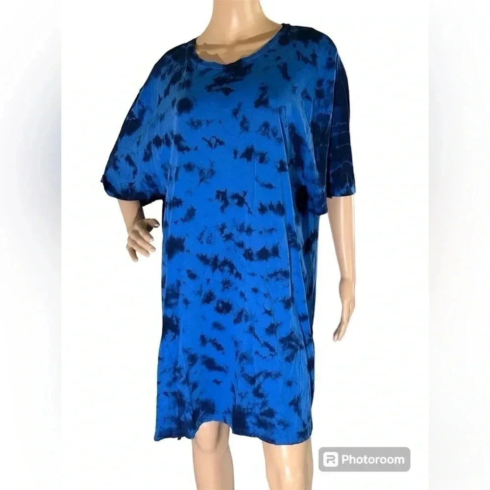 Goldie LeWinter Shirt Dress Tie Dye Size L 100% Pima Cotton Peru EUC!!